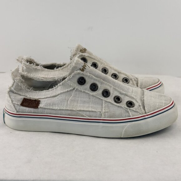 Blowfish Malibu Low Top Sneakers Womens Size 6.5 Off White Distressed Canvas - Picture 2 of 12